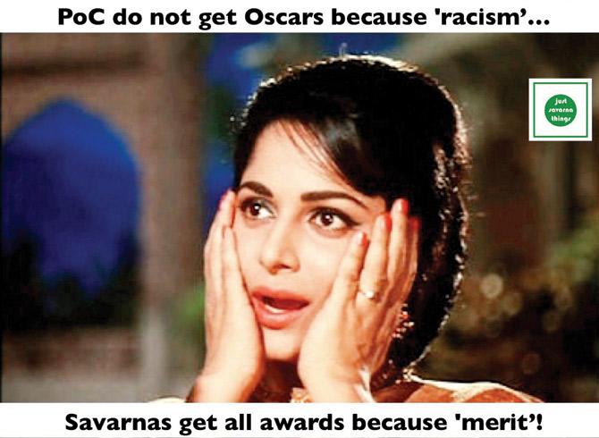 Just as one starts ‘tch-tch-ing’ about the Oscars (Academy Awards) not having adequate representation from people of colour, this meme asks us to look at the caste scenario in Indian film awards