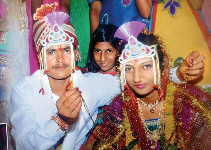 Sepoy Sunil Suryawanshi and his wife Rekha on their day of their wedding 