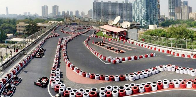 The sky karting arena at Smaaash
