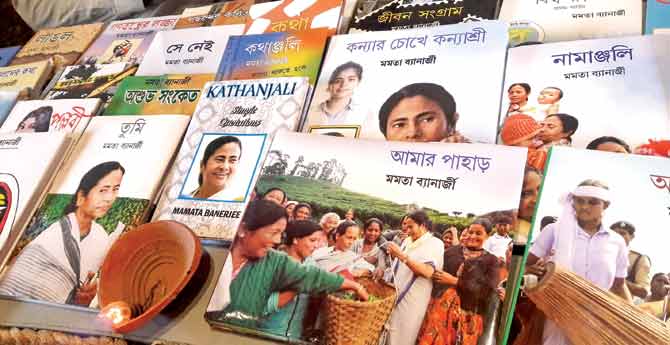 (Left) A stall at the Kolkata Book Fair exclusively sells books by the state’s CM (above)
