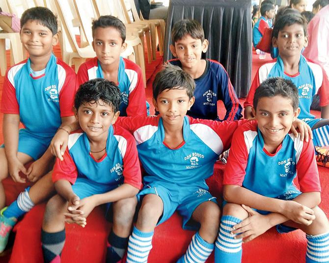 little champs: MDFA-Mumbai FC Masters League U-8 champions Don Bosco ‘A’ (Matunga) at the Andheri Sports Complex on Sunday