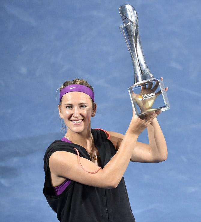 Victoria Azarenka lifts the Brisbane title. Pic: AP/PTI