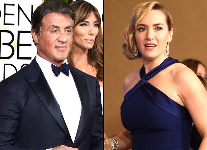 Sylvester Stallone and Kate Winslet. Pics/AFP