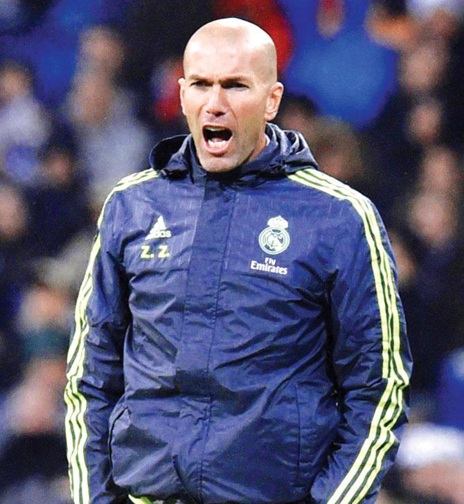 Real Madrid boss Zinedine Zidane during the La Liga tie against Deportivo la Coruna. Pics/AFP