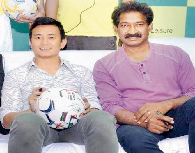 Former Indian football captain Baichung Bhutia (left) and WIFA CEO Henry Menezes at Homeground in Kandivli
