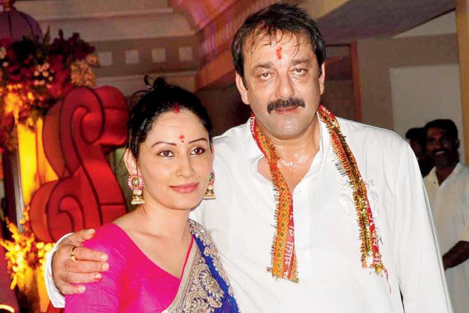 (Above) Maanayata and Sanjay Dutt  at their Mata Ki Chowki during the Navratri festivities  in 2012. The couple tied the knot as  per Hindu rituals on February 11, 2008 