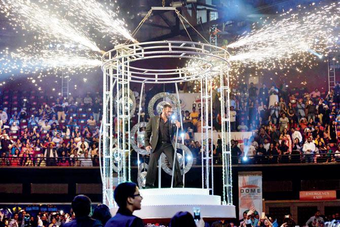 Salman Khan’s flying chariot act at an awards function on Friday night and (below inset) Mudassar Khan