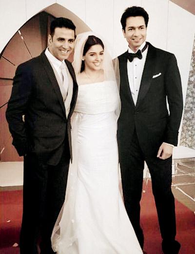 Akshay Kumar, Asin and Rahul Sharma during the ‘white wedding’