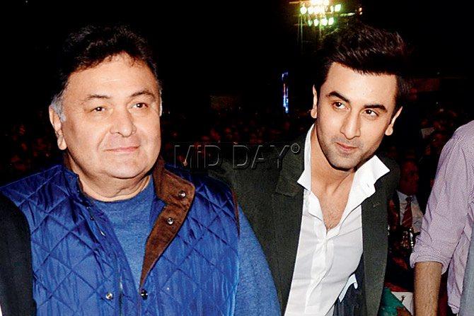 Ranbir Kapoor (right) came to the event with father, Rishi Kapoor. pic/sayyed sameer abedi