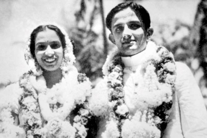Mrinalini and Vikram Sarabhai at their wedding in 1942. pic/afp