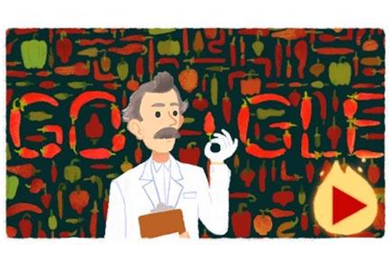Google's 'peppery' doodle marks Wilbur Scoville's 151st birthday