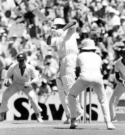 Sandeep Patil batting against Australia on the 1980-81 tour Down Under