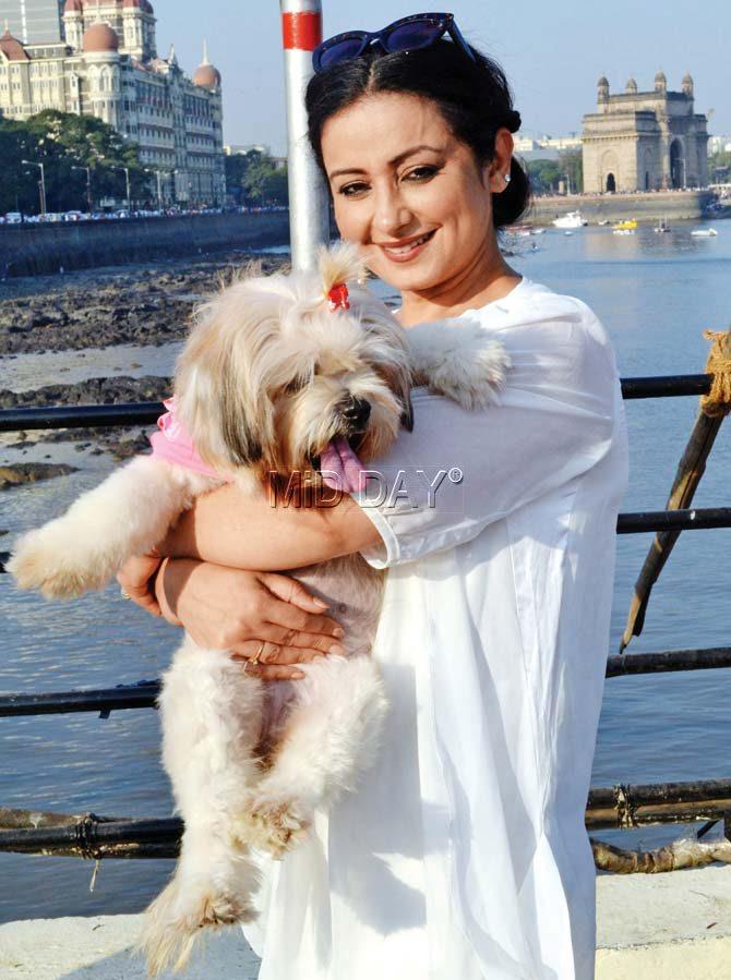 Divya Dutta was spotted with her canine at a fun carnival for dogs in the city. pic/datta Kumbhar