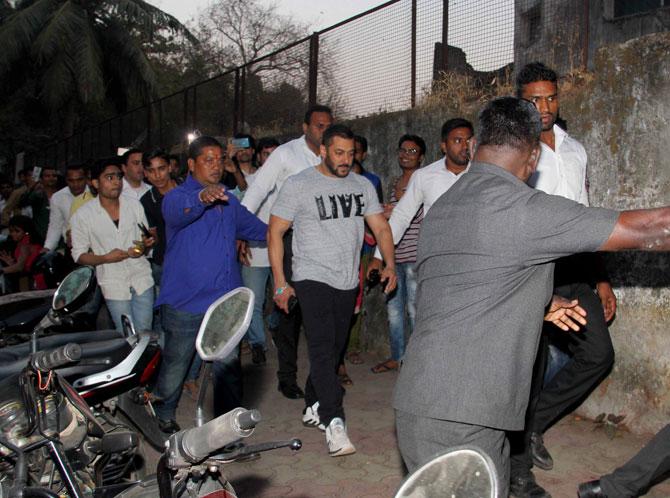 Salman Khan walked amid tight security on the busy streets of Mumbai