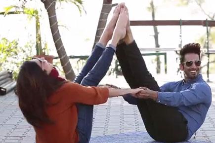 Upen Patel-Karishma Tanna do couple yoga on the sets of MTV Love School