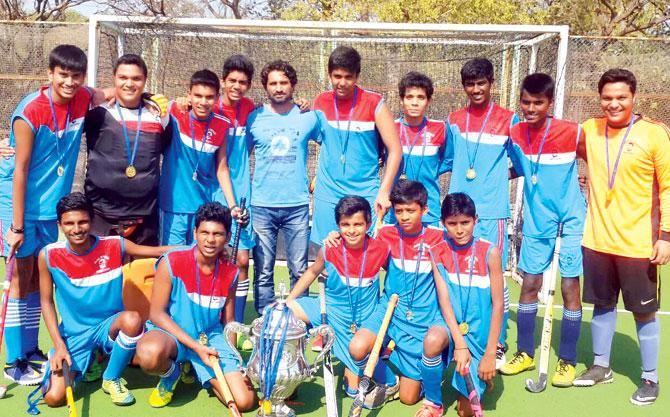 Don Bosco (Matunga) pose with the boys U-16 Jr Aga Khan trophy at the SAI ground, Kandivli yesterday