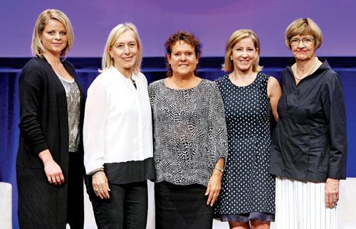 Women power: Kim Clijsters (extreme left), Martina Navratilova, Evonne Goolagong-Cawley, Chris Evert and Margaret Court 