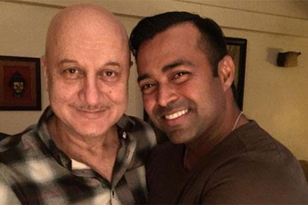 Snapped! Anupam Kher with 'champ' Leander Paes