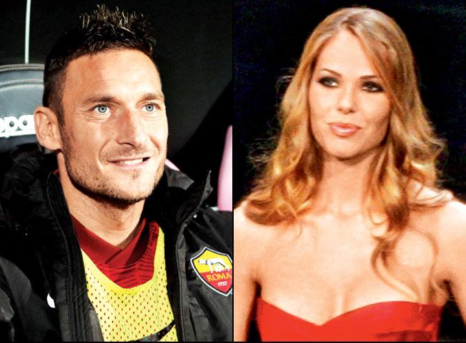 Francesco Totti (Pic/Getty Images) and Ilary Blasi (Pic/AFP)