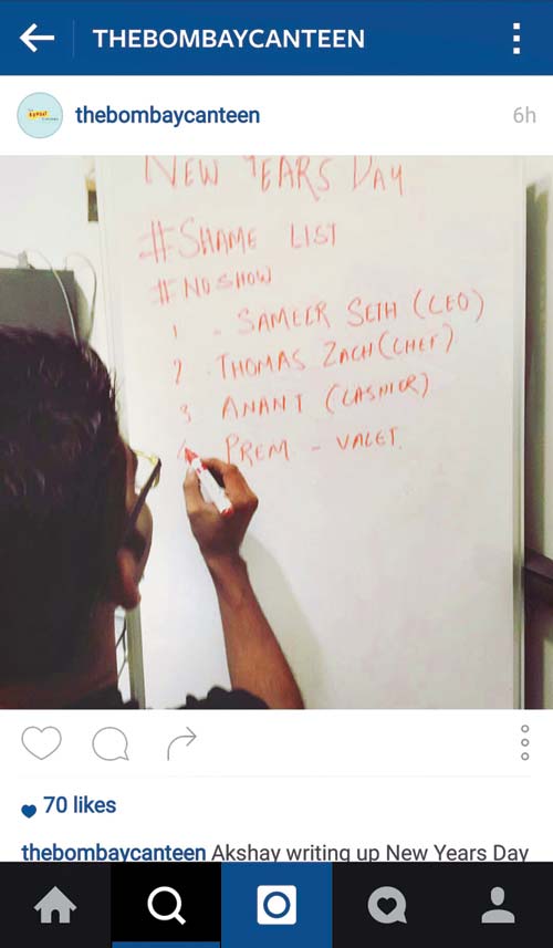 Screen grab of the board. Pic Courtesy/www.instagram.com/thebombaycanteen
