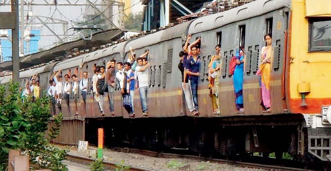Over 10 lakh commuters cram into the Harbour line trains every day. With the introduction of 12-car trains, more space will be created for passengers. File pic