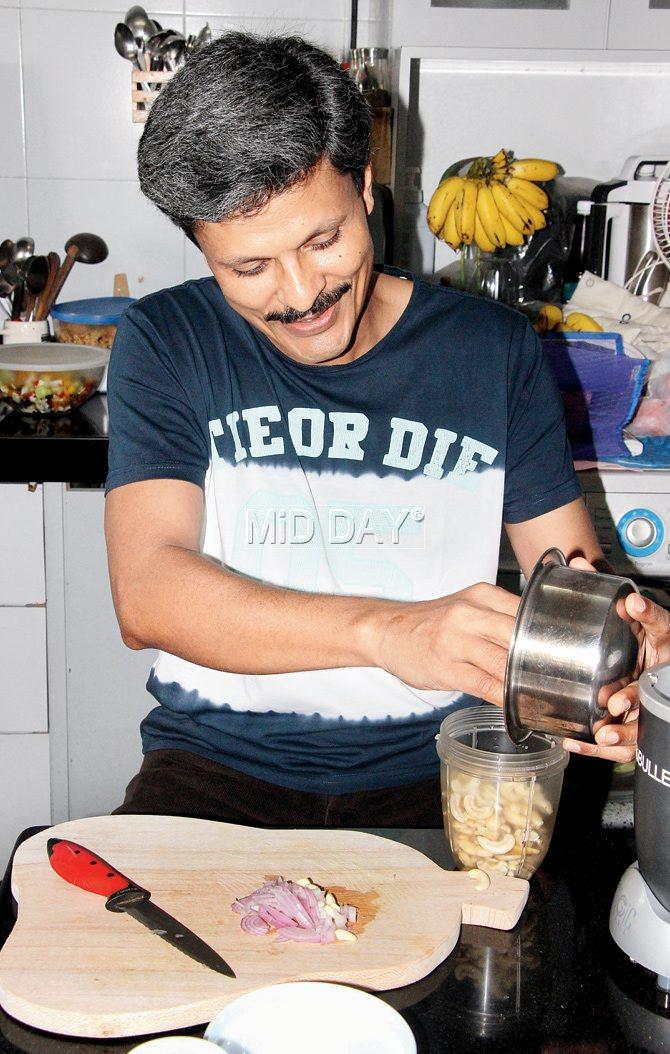 Joseph Pinto prepares mayonnaise. PIC/ONKAR DEVLEKAR