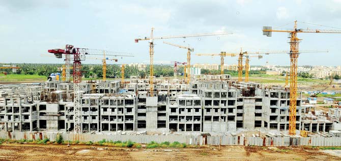 A file photo of MHADA’s housing project in Virar while it was under construction