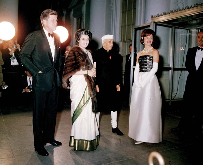 Nehru and Indira with the US President John F Kennedy and his wife Jackie. Pic/Getty Images