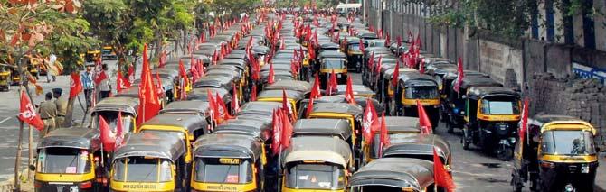 The drivers plan to protest at the Transport Commissioner’s office at Bandra East. File pic