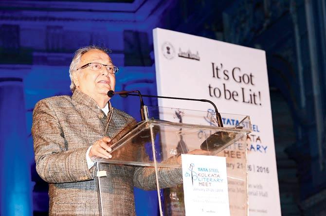 Noted actor Soumitra Chatterjee at the inaugural ceremony of Kolkata Literary Meet earlier this week