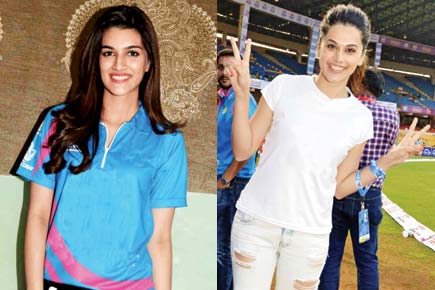 Spotted: Kriti Sanon and Taapsee Pannu at CCL opening game