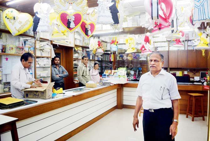 DAVID AND CO:  The Dhobi Talao printer has since 1952 been a mecca for the  Catholic community. Even today, the nearby St Xaviers’ College commissions all its printing orders to David. Founder  Felix Dias says he started the company after paying a pagdi of R65,000 and a rent of Rs 100. The rent is  now  Rs 2,500.  pic/bipin kokate