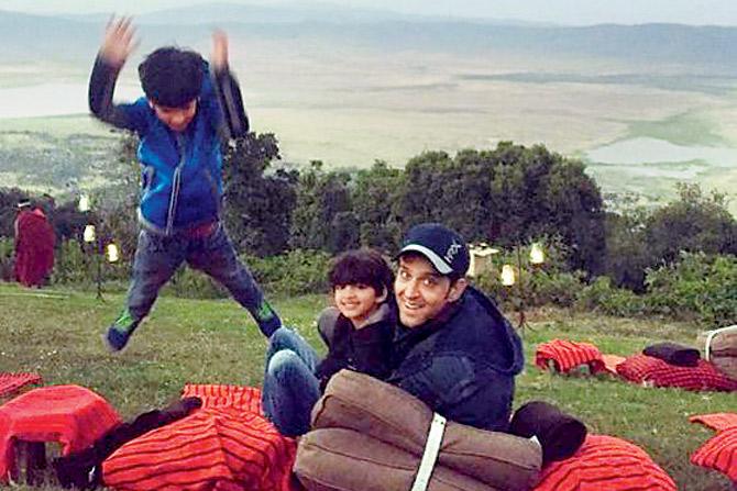 Hrithik Roshan holidaying with his sons Hrehaan and Hridhaan