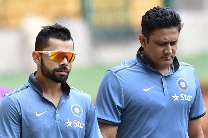 India Captain Virat Kohli and Head Coach Anil Kumble