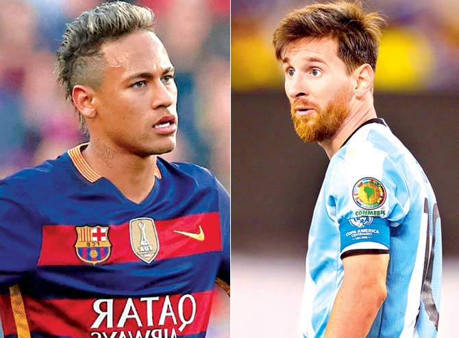 Neymar and Lionel Messi