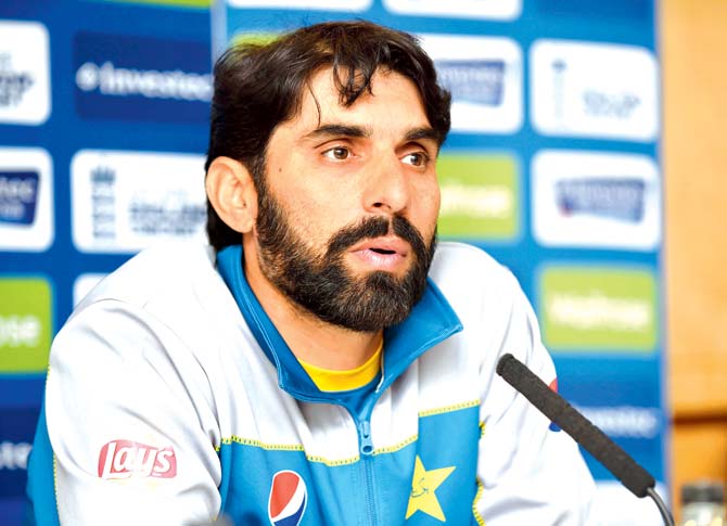 Pakistan’s captain  Misbah-ul-Haq during a media conference  at Lord