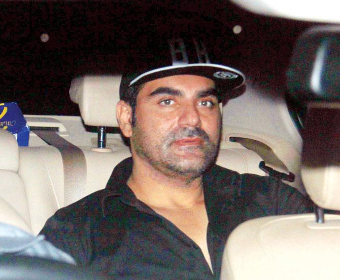 Arbaaz Khan arrive at the family get-together at Alvira and Atul Agnihotri’s home. 