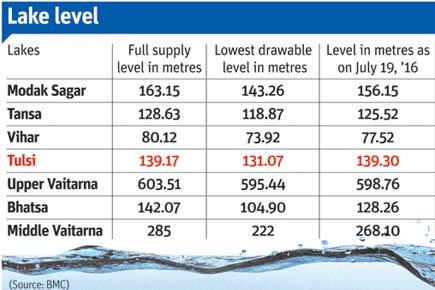 Water levels in Mumbai lakes on July 19, 2016
