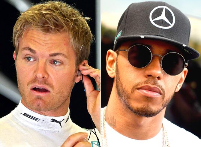 Nico Rosberg and Lewis Hamilton. Pics/AFP
