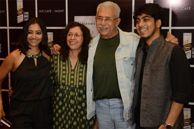 Shweta Basu Prasad, Shernaz Patel, Naseeruddin Shah and Adhiraj Bose at the launch of Royal Stag Barrel Select Large Short Films