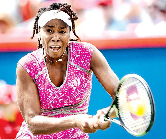 Venus Williams of the United States returns against Barbora Strycova of Czech Republic during Day Three of the Rogers Cup in Montreal, Canada on Wednesday. Pic/Getty Images