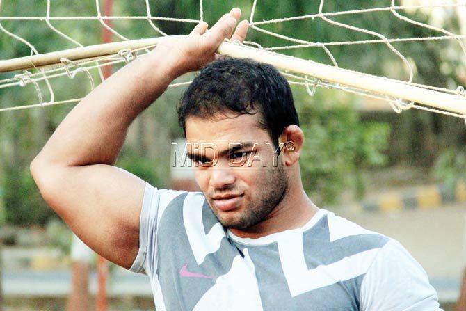 Dope-tainted wrestler Narsingh Yadav at Sports Authority of India in Kandivali recently. PIC/ AJINKYA SAWANT 