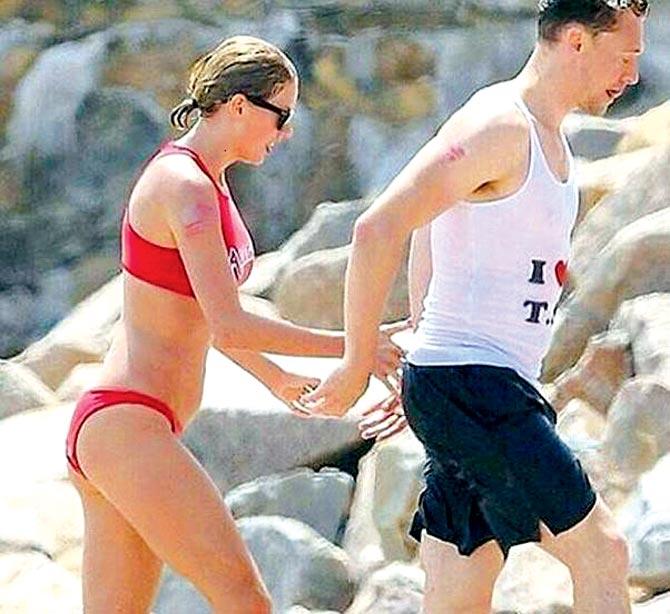 Taylor Swift and Tom Hiddleston the couple at the beach over the weekend