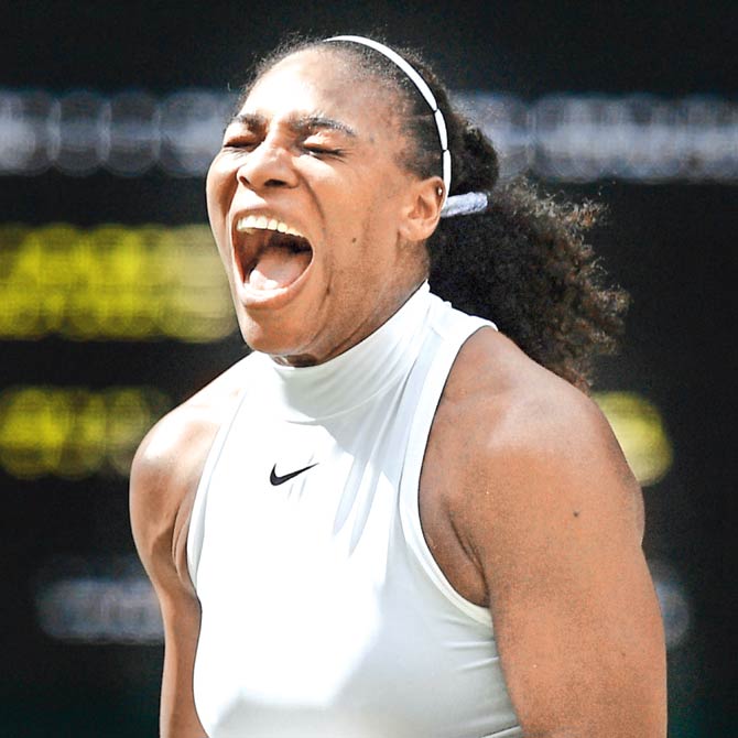 Serena Williams celebrates her victory yesterday. Pic/AFP