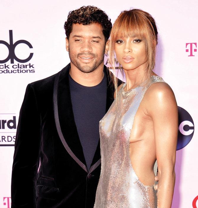 Ciara and her NFL star fiance Russell Wilson. Pic/AFP
