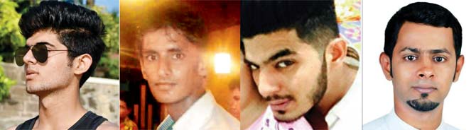 (From top) Afrid Kalwatkar, Saif Khatri, Kais Bhati and Furkan Sheikh escaped from their clutches at a police nakabandi