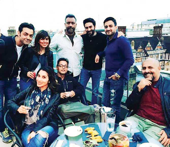 Bobby Deol, Sophie Choudry, Vishal Dadlani and Anubhav Sinha with friends