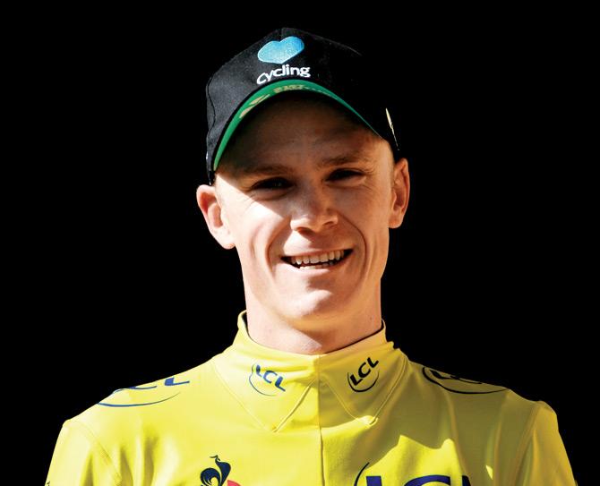 Briton Chris Froome with the overall leader’s yellow jersey yesterday