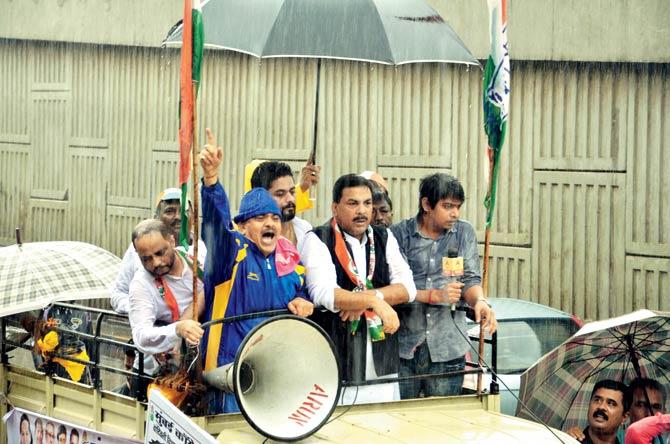 Congress leader Sanjay Nirupam at the protest rally