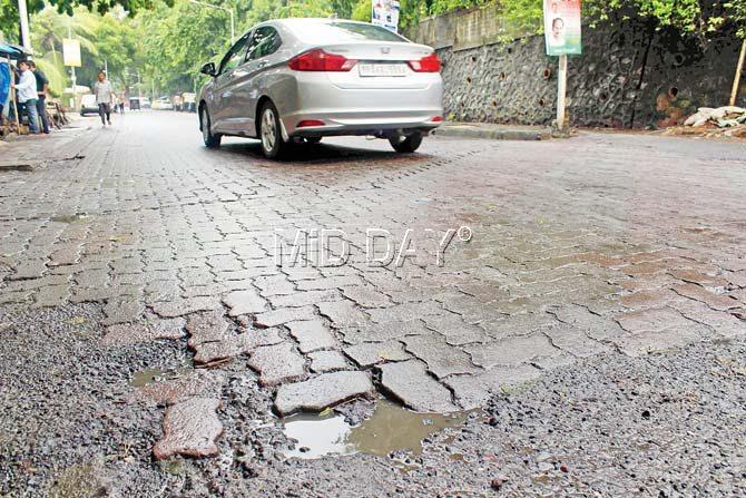 The BMC had initiated action against the contractors based on samples of 34 substandard roads. Pic/Prabhanjan Dhanu